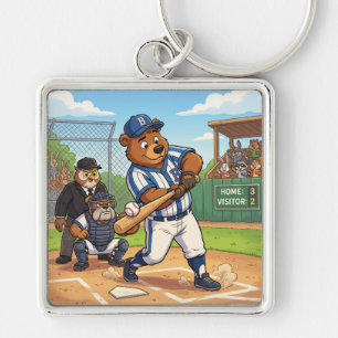 Kartenbär spielt Baseball Schlüsselanhänger