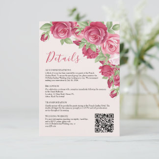 Kartenbeilage mit Details zur Hochzeit Crimson Ros Einladung