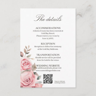 Kartenbeilage mit Hochzeitsdetails zur Blushrosa R Begleitkarte