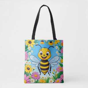 Kartenbiene Bunte Blumen Tasche