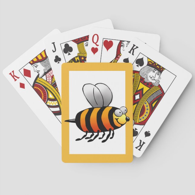 Kartendecke, Niedlicher Honey Bee Cartoon, Goldgre Spielkarten (Rückseite)