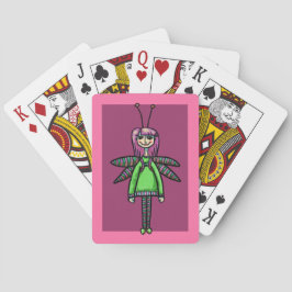 Kartendecke, Niedliches Mädchen in Libellenkostüm Spielkarten