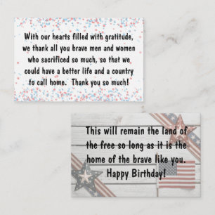 Karteneinsatz - Veteran Day/Patiotic Birthday Visitenkarte
