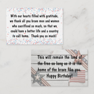 Karteneinsatz - Veteran Day/Patiotic Birthday Visitenkarte