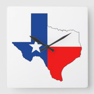 Kartenflaggen-Aufkleberform Texas Vereinigte Quadratische Wanduhr