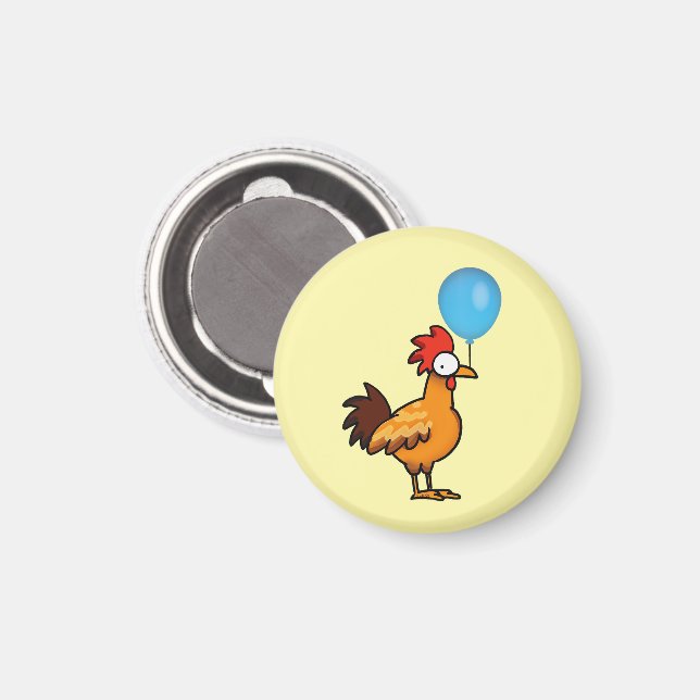 Kartenhahn mit blauem Luftballon Magnet (Vorderseite/Rückseite)