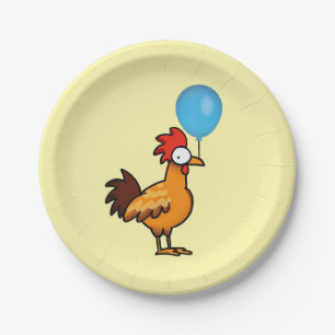 Kartenhahn mit blauem Luftballon Pappteller