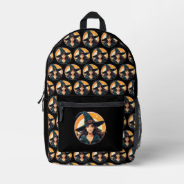 Kartenhalloween-Hexenporträt Bedruckter Rucksack