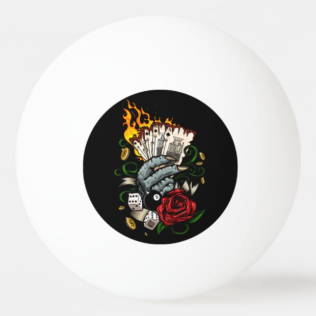 Kartenhand Tischtennisball (Vorderseite)