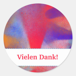 Kartenhaus | Abstrakte Malerei Pink Raspberry Runder Aufkleber