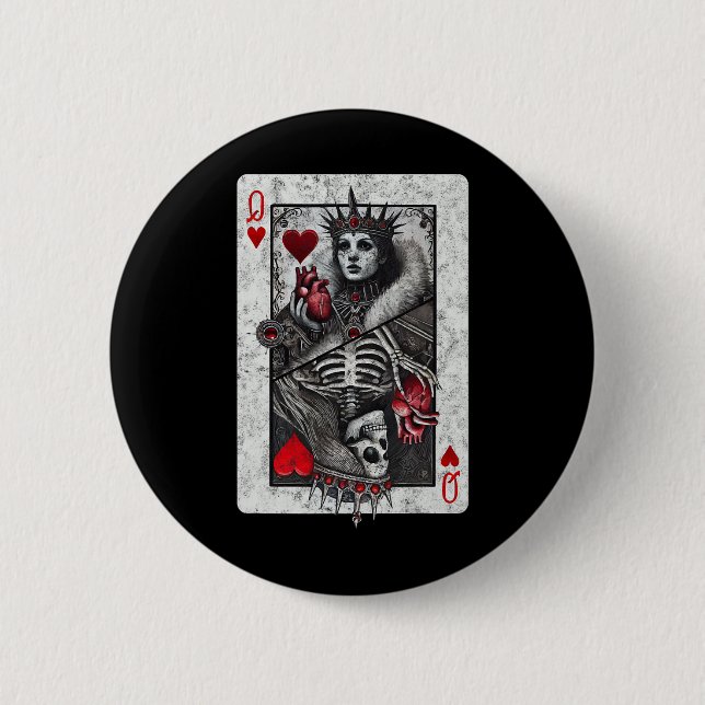 Kartenkönigin des Herzens, Skelett des Todes Button (Vorderseite)