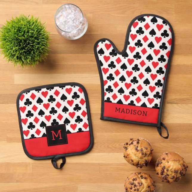 Kartenmuster 2 ofenhandschuh & Topflappen-Set (Oben Unten)