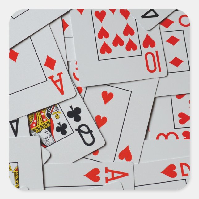 Kartenmuster auf der Kartendecke, Quadratischer Aufkleber (Vorderseite)