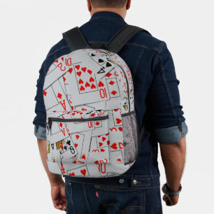 Kartenmuster eines verstreuten Kartenspiels, Bedruckter Rucksack