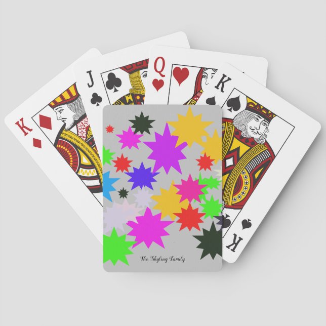Kartenpaket mit bunten Doppelstern Spielkarten (Rückseite)