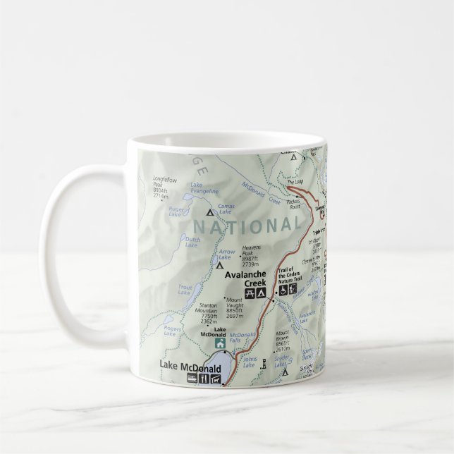 Kartenplakat des Gletschers (Montana) Kaffeetasse (Links)