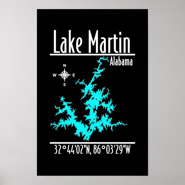 Kartenposter Lake Martin Alabama Poster (Vorne)