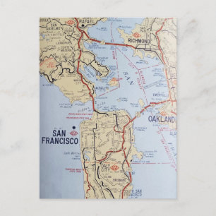 Kartenpostkarte der Region San Francisco Postkarte