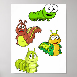 Kartenraupen Grün Gelb Braun Poster