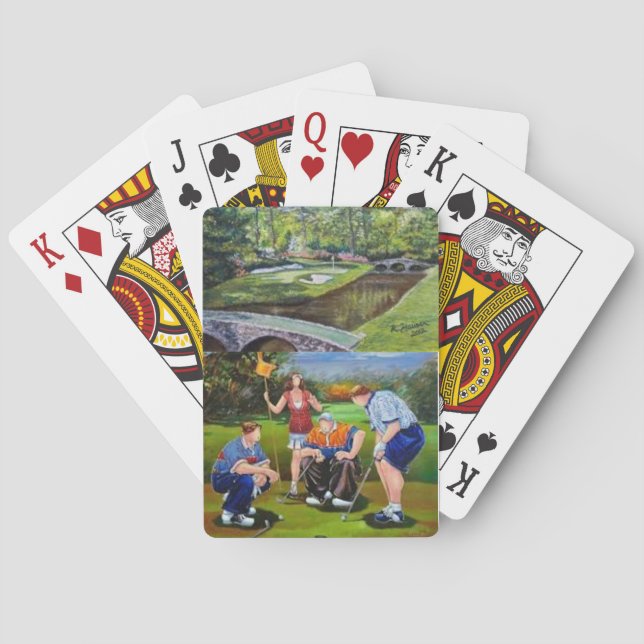 Kartensatz mit handgemalten Golfszenen Spielkarten (Rückseite)