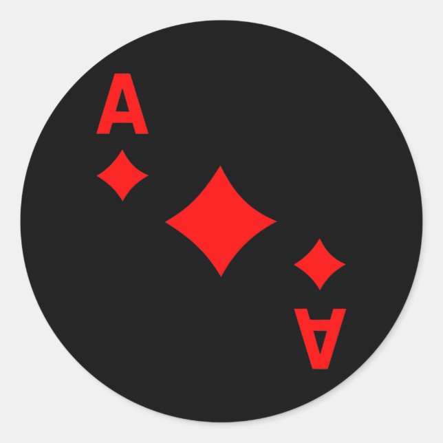 Kartenspiel-Ace von Karo-Karten Runder Aufkleber (Vorderseite)