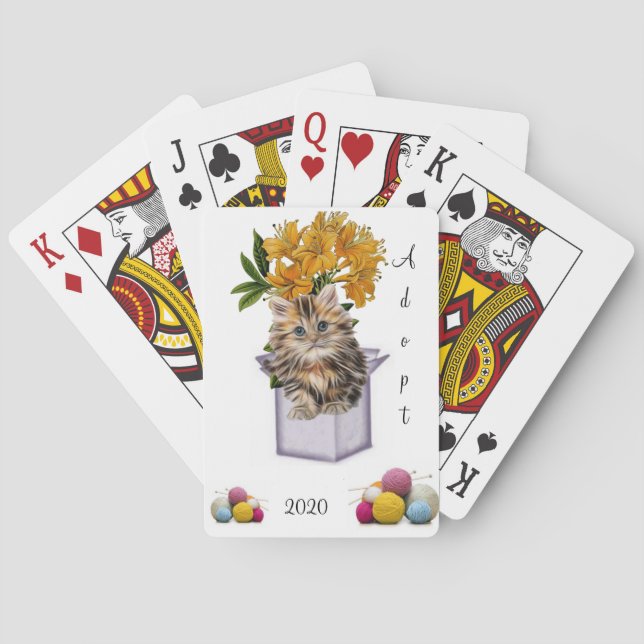 Kartenspiel Adoptier Kitten Garn floral Spielkarten (Rückseite)