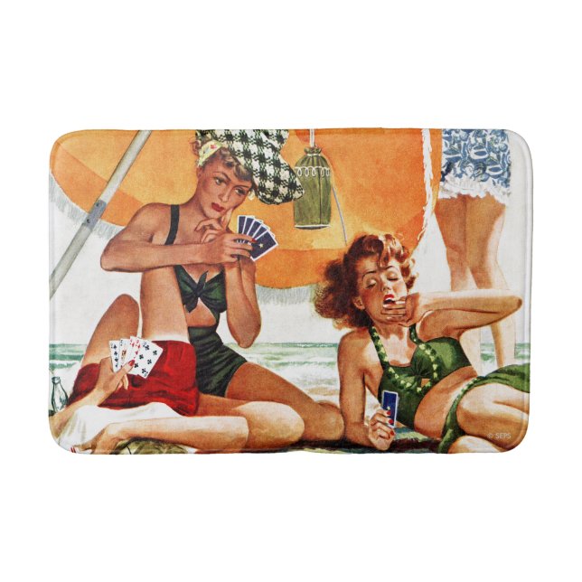 Kartenspiel am Strand von Alex Ross Badematte (Vorderseite)