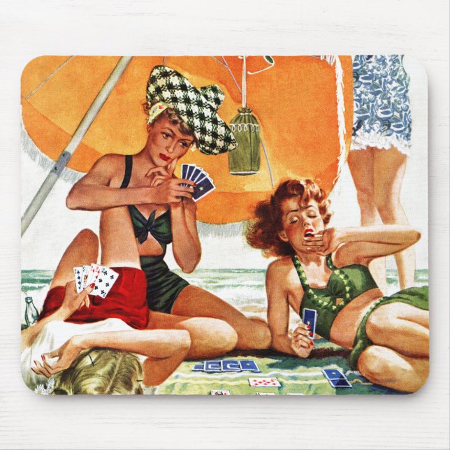 Kartenspiel am Strand von Alex Ross Mousepad (Vorne)