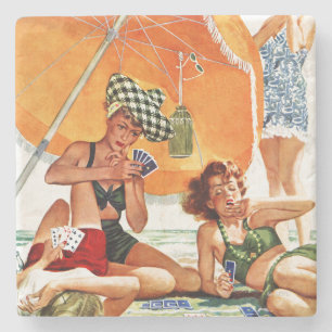 Kartenspiel am Strand von Alex Ross Steinuntersetzer