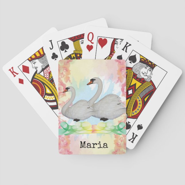Kartenspiel an der Decke Pastellschwäne Spielkarten (Rückseite)