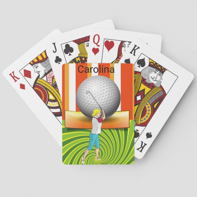 Kartenspiel Deck Orange Green Golf Balls Golfer Spielkarten (Rückseite)