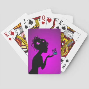 Kartenspiel Die Frau violette Schmetterlinge Spielkarten