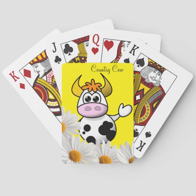 Kartenspiel Floral Country Cow Gelb Spielkarten (Rückseite)