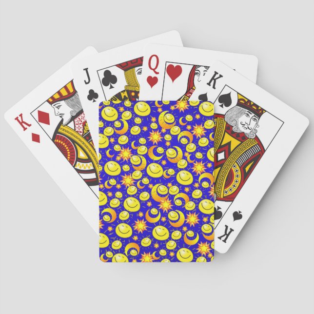 Kartenspiel Gelbe Stars Sonnenblauer Mond Spielkarten (Rückseite)
