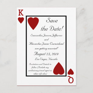 Kartenspiel King/Queen Save the Date Postcard Ankündigungspostkarte