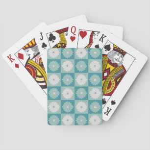 Kartenspiel mit geometrischen Blumen im Mid-Centur Spielkarten