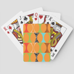 Kartenspiel mit Orangefarbener Mid-Century-Modern- Spielkarten