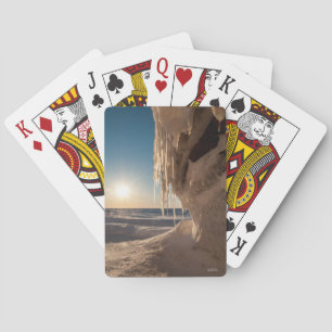 Kartenspiel, Photoeis auf den Kaps, gefrorenem Spielkarten