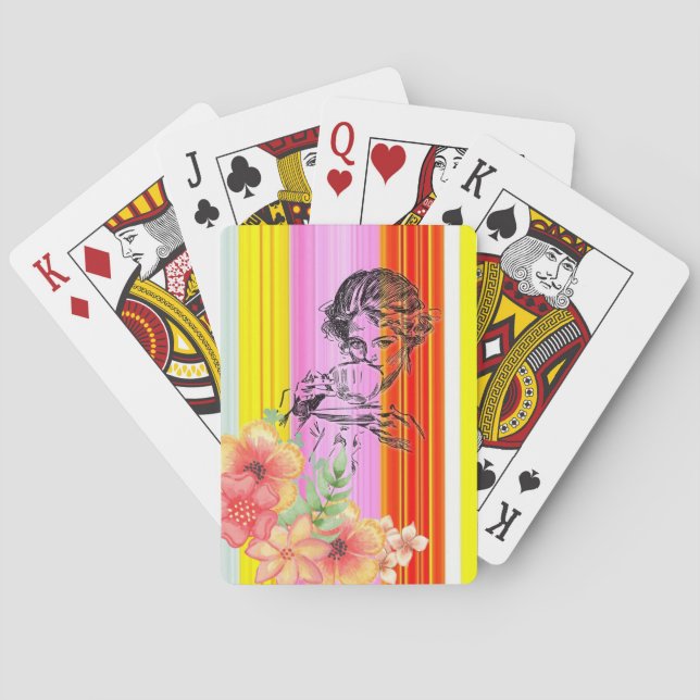 Kartenspiel Viktorianische Frau Blumengestelle Spielkarten (Rückseite)