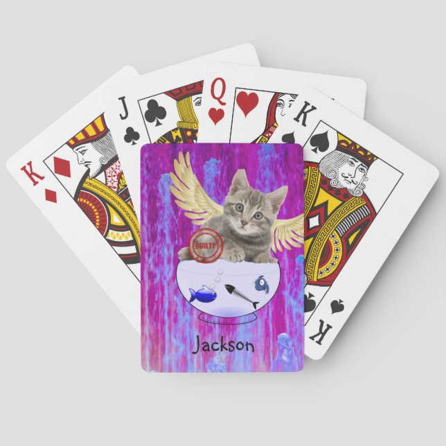 Kartenspielen, das Kitten von Fischknochen schuld  Spielkarten (Rückseite)