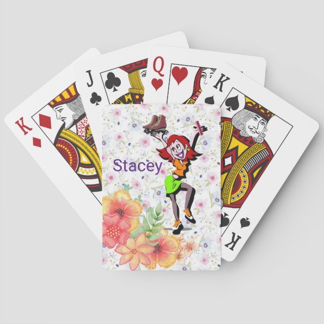 Kartenspielen im Floral-Skaten Spielkarten (Rückseite)