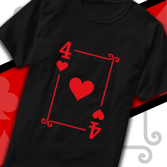 Kartenspielen Kostüm vier Herzkarte 4 T-Shirt (Von Creator hochgeladen)