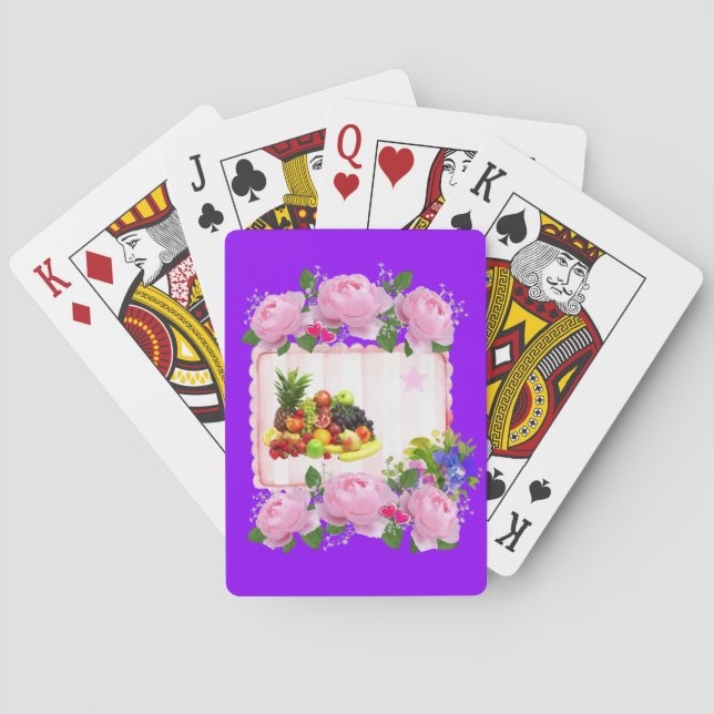 Kartenspielen Lila Rosa Rosen Frucht Spielkarten (Rückseite)