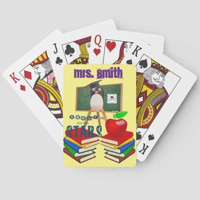Kartenspielen Pinguin School Lehrer Bücher Spielkarten (Rückseite)
