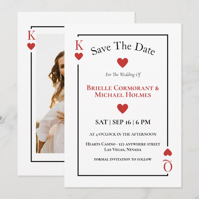 Kartenspielen Save the Date Las Vegas Wedding Einladung (Vorne/Hinten)