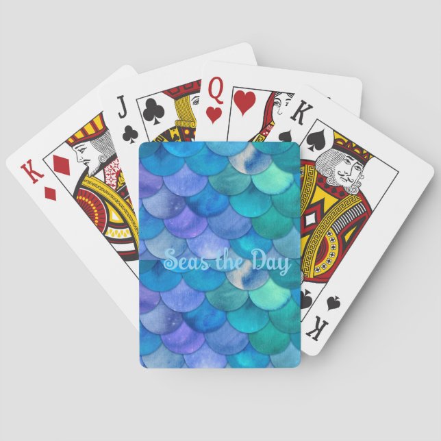 Kartenspielen "Seas the Day" Blauer Schriftart Spielkarten (Rückseite)