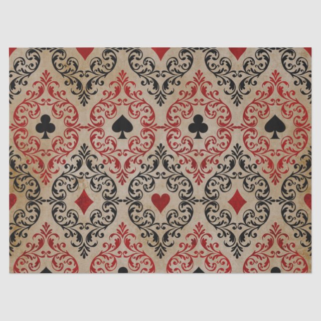 Kartenspielen und Rollen auf Tan Decoupage Seidenpapier (Vorderseite)