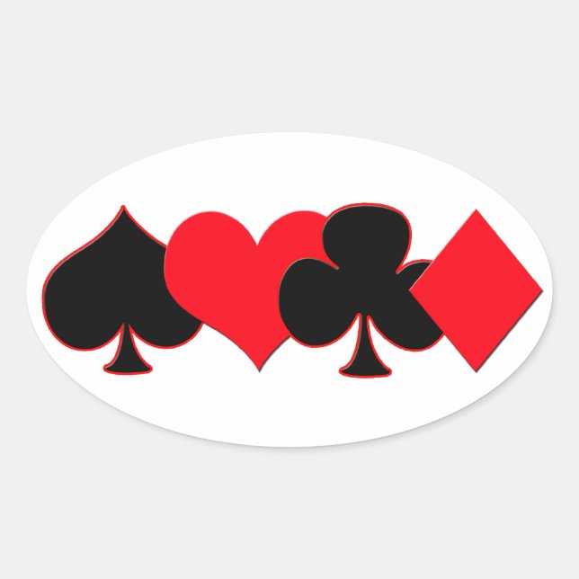 Kartenspielen von Anzügen Ovaler Aufkleber (Vorderseite)