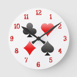Kartenspielen von Anzügen: Wall-Uhr Runde Wanduhr