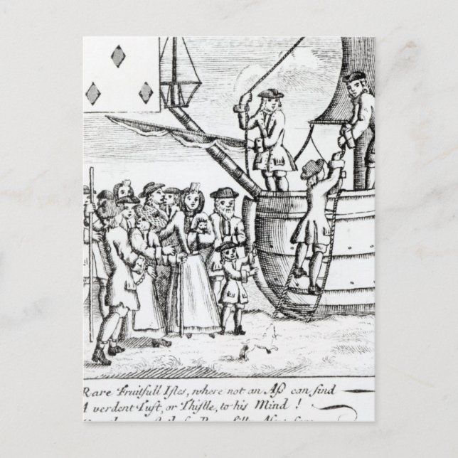 Kartenspielen von Einwanderern, die ankommen Postkarte (Vorderseite)